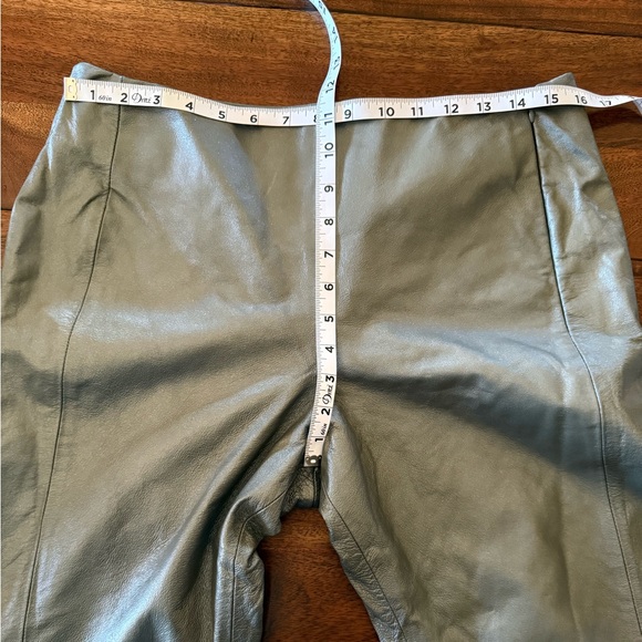 Vintage High Waist Genuine Leather Pants Grey With Subtle Silver Metallic Sheen - Picture 10 of 12
